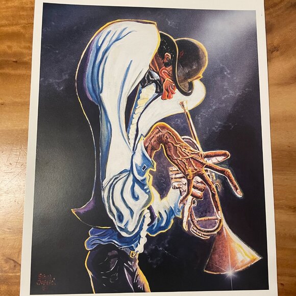 Steven Johnson Jazz Musician Print Lot of 3 Saxophone, Trumpet & Bass - Picture 3 of 4